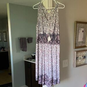 Style & Co. Sleeveless Midi Dress in Purple and White